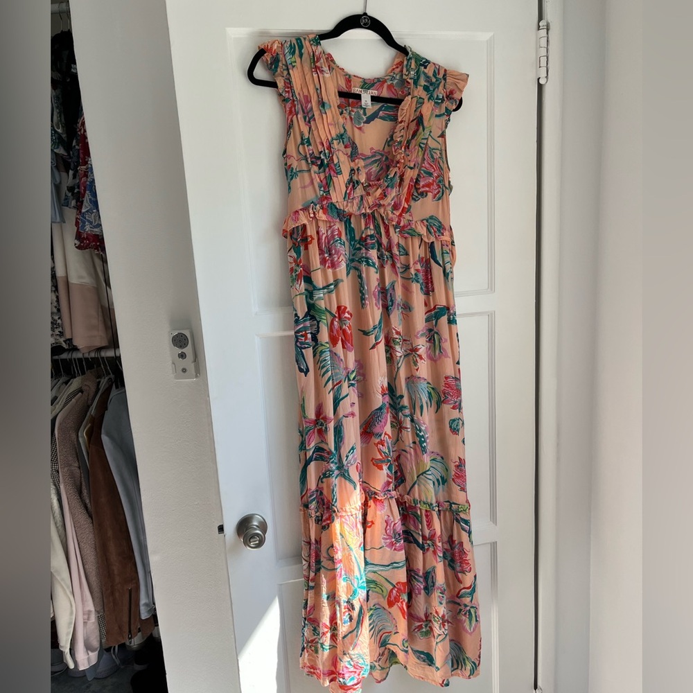 Banjanan Peach and Green Floral Dress